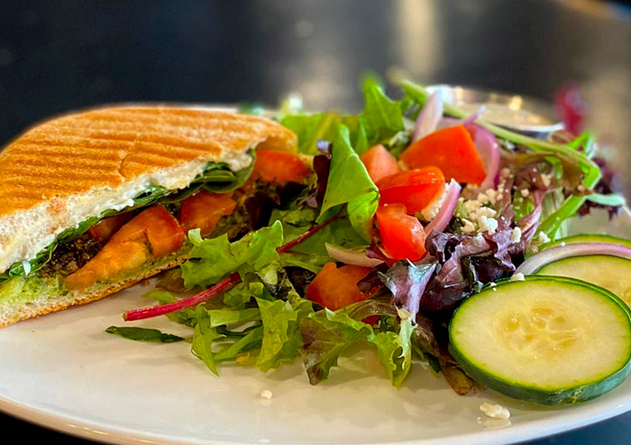 Pick Two Lunch Special - Half Panini and House Salad at JavaVino in La Crosse, Wisconsin.